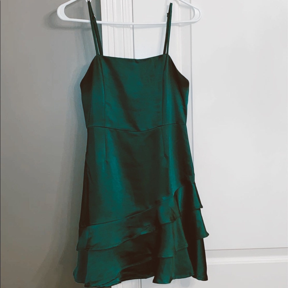 Emerald Green Satin Dress